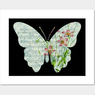 Floral Sheet Music - Butterfly Posters and Art